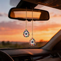 Gold Tone Blue Evil Eye Rearview Mirror Hanging Ornaments in Fifteen Designs view 2