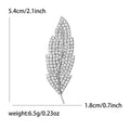 Slim Pavé Crystal Leaf Brooch In Silver Or Gold Tone view 4