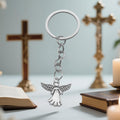 Silver Tone Metal Angel Keychain With Sheer Bag And Printed Cards view 3