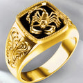 Black Enamel Scorpion Signet Ring In Gold And Silver Tones view 2
