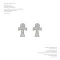 Silver-Tone Pavé Clear Crystal Ankh Cross Stud Earrings view 1