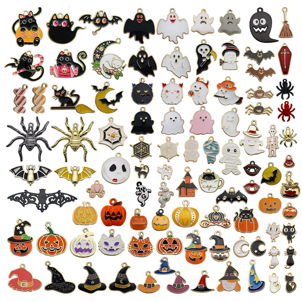 Halloween Enamel Zinc Alloy Ghost Pumpkin Charm Pendant for DIY Necklace Bracelet