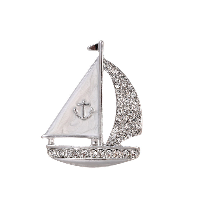 Sailboat Enamel Metal Brooch Pin for Jackets and Lapels