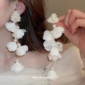 Layered Flower Drop Earrings In White Yellow And Blue view 1