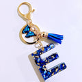Blue Abalone Resin Letter Keychain With Butterfly Charm view 7