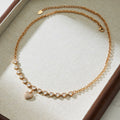Heart Zircon Station Necklace Pave Heart Drop Gold Steel Chain view 3