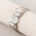 Silver Modern Wide Shoulder Round CZ Ring Sizes 6-10 view 3