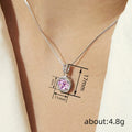 Round Crystal Halo Silver Tone Necklaces Polished Jewelry Accessory view 4