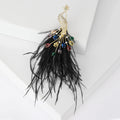 Rhinestone Peacock Feather Brooch Multicolor Crystal Tail view 4