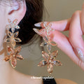 Graduated Crystal Flower Drop Earrings in Three Colors view 4