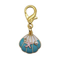 Teal Shell Pink Starfish Enamel Keychain Gold Clasp view 5