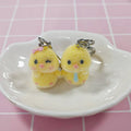 Flocked Yellow Chick Keychains Heart Clasp 2 Styles view 2