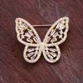 Small Gold Tone Openwork Butterfly Brooch With Clear Crystals view 3