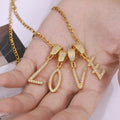 Gold Script Letter Zircon Pendant Necklaces A to Z view 4
