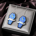 Silver Tone Coffin Printed Acrylic Hook Earrings in Six Designs view 6