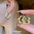 Textured Silver Tone Wave Shaped Stud Earrings Jewelry Accessory view 1