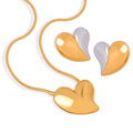 Puffy Heart Pendant Snake Chain Necklaces and Heart Stud Earrings view 5