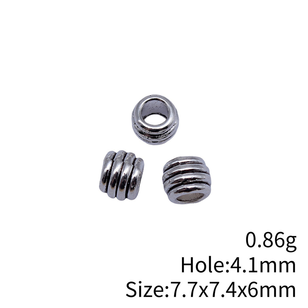 7.7x7.4x6mm 0.86g Antique Silver Zinc Alloy Round Ring Large Hole Spacer Beads for DIY Jewelry Making