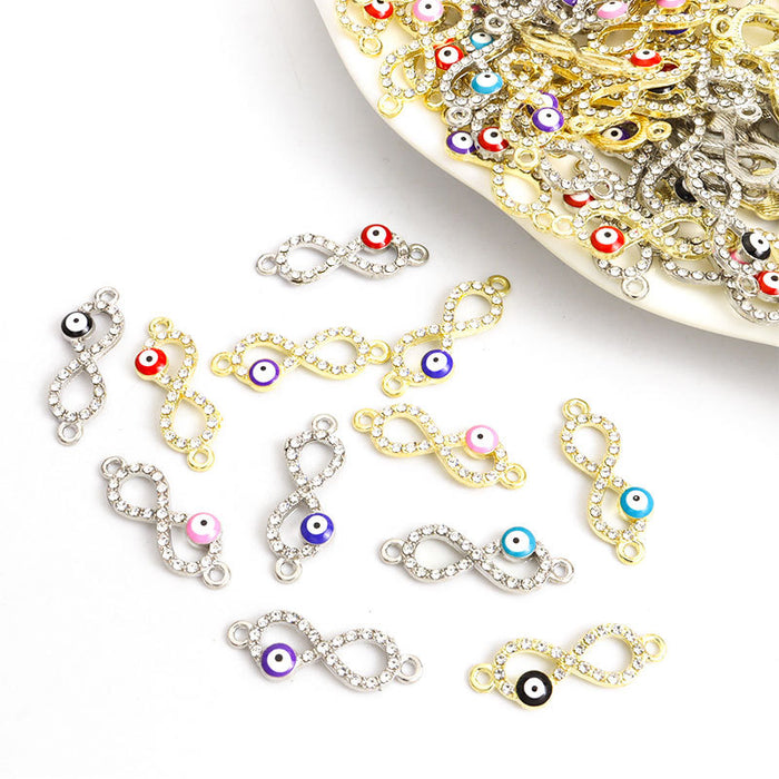 Rhinestone Infinity Evil Eye Two Loop Connectors in 12 Styles