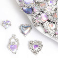 Iridescent Ornate Heart Metal Jewelry Charms, 4 Shapes view 1