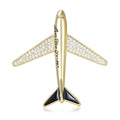 Love You Forever Crystal Airplane Brooch in Gold or Silver Tone view 1