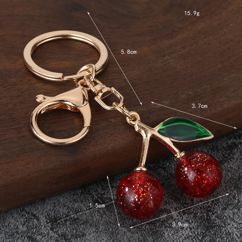 Minimalist Cherry Zinc Alloy Keychain Bag Charm Accessory