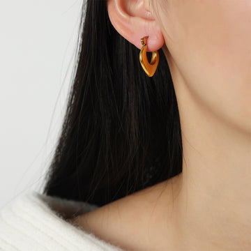 Polished Geometric Heart Hoop Earrings Gold And Steel Tones