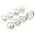 Silver-Tone Round Cabochon Ring Blank Settings for Crafts view 2
