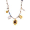 Silk Scarf Necklace Tiger Eye Pearl Charms Four Styles view 5