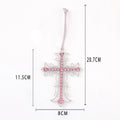Silver Rhinestone Cross Ornament Metal Hanging Tree Charm view 2