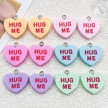 Resin Multicolor Heart and Alphabet Letter Glossy Charms with 14 Listed Options