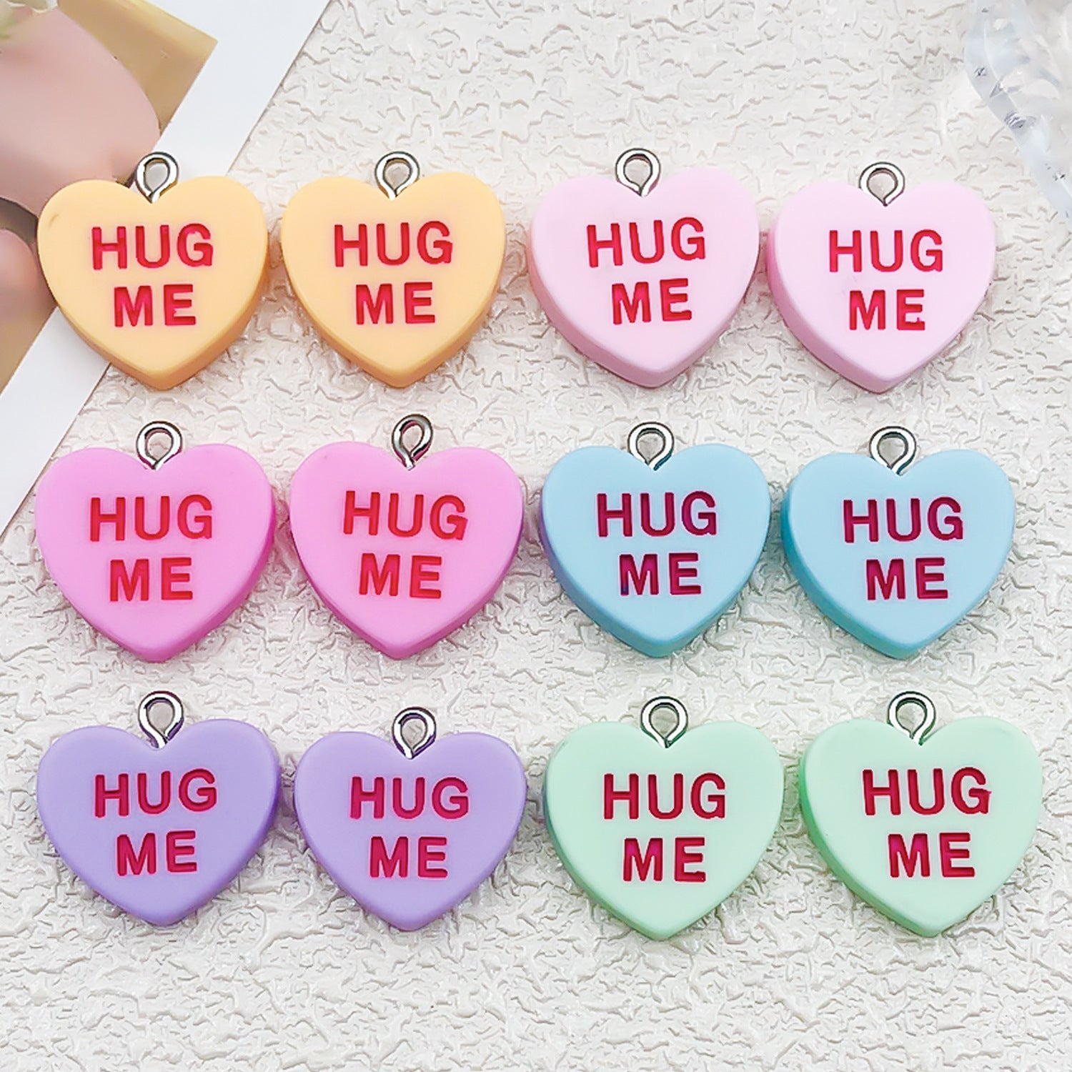 Resin Heart English Letter Tag Charm Pendant for DIY Necklace Earrings Keychain Jewelry
