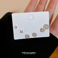 Mixed Size Clear Crystal Stud Earrings, Six Piece Set view 2