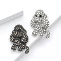 Crystal Sitting Dog Brooch in Clear or Black Stone Finish view 2