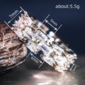 Silver-Tone Baguette Link Eternity Band Ring with Clear Stone Details view 4