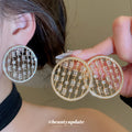 Open Circle Crystal Stud Earrings In Gold And Silver view 2