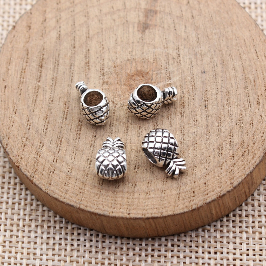 11x6.7x6.2mm 0.82g Antique Silver Zinc Alloy Pineapple Large Hole Spacer Beads for Bracelet Jewelry Making