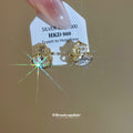 Gold Gourd Shape Crystal Stud Earrings with Layered Curves view 4