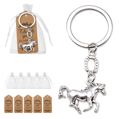 Horse horseshoe keychain with organza bags and kraft tags