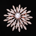 Radiating Crystal Petal Flower Brooch with Pearl Center view 4
