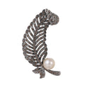 Leaf Crystal Pearl Look Two Designs Metal Brooch Pin view 6