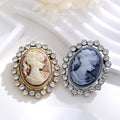 Gold Tone Silver Tone Woman Portrait Crystal Two Designs Metal Brooch Pin view 4