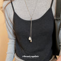 White Teardrop Slider Lariat Geometric Statement Necklace view 1