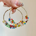 Colorful Beaded Hoop Earrings in Two Sizes Fashion Earrings view 7