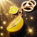 Jeweled Lemon Wedge Keychains with Plain Heart Cord and Loose Loop Options view 6