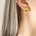 Square Sunburst Heart Stud Earrings And Matching Pendant Necklaces view 4