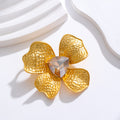 Gold Tone Purple Flower Crystal Two Designs Metal Brooch Pin view 5