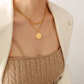 Layered Coin Portrait Medallion Triple Chain Necklace Set view 7