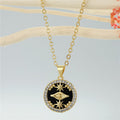 Gold Tone Round Crystal Framed Motif Pendant Necklaces in Nine Designs view 10