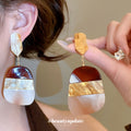 Geometric Resin Look Dangle Stud Earrings in Three Colors view 3